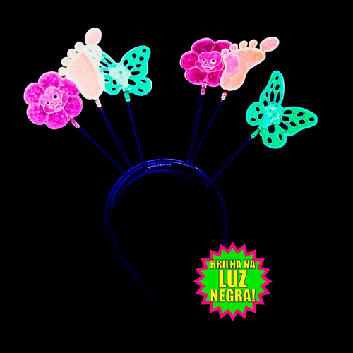 Imagem 2 de 5 de Tiara Divertida Glitter Neon - Kit 10 Unidades
