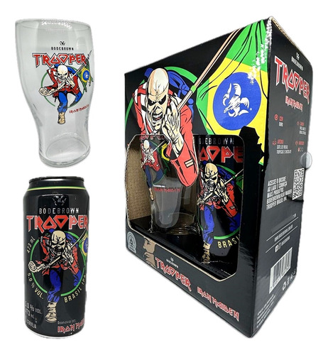 Presente Iron Maiden Cerveja Trooper Ipa 473ml + Copo 600ml