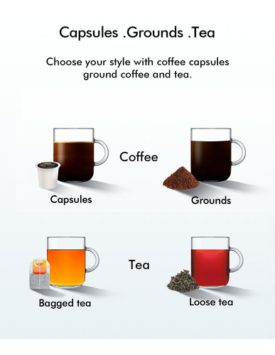 Cafetera 3 En 1 Cápsulas Café Molido Té 6-12 Onzas Negra