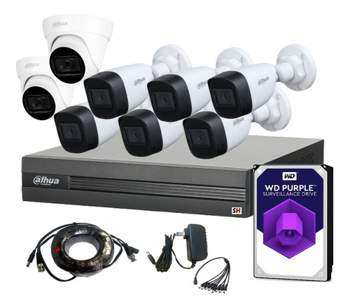 Kit 8 Camaras 6 Bullet  2 Domo 4mp 2.8mm Audio 80mts  Dvr 