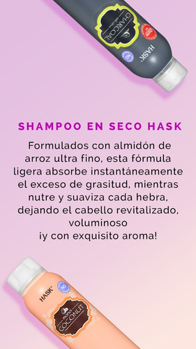 Imagen 2 de 9 de Hask Shampoo Seco Monoi Coconut Oil 122 Gr