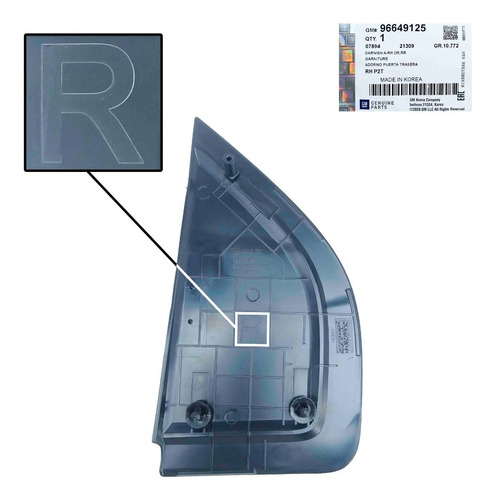 Imagen 6 de 9 de Tapa Externa Puerta Trasera Derecha Aveo Lt Ls 2011 2012