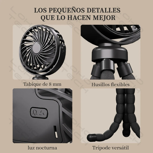 Trípode Flexible Ventilador De Mano Portátil Recargable Rosa