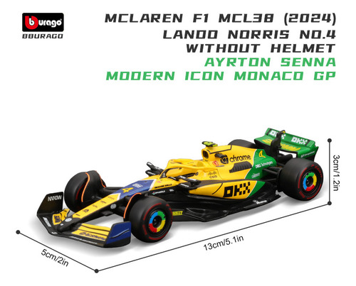 Bburago 1:43 F1 Mclaren Mcl38 Norris Mônaco Ayrton Senna Gp
