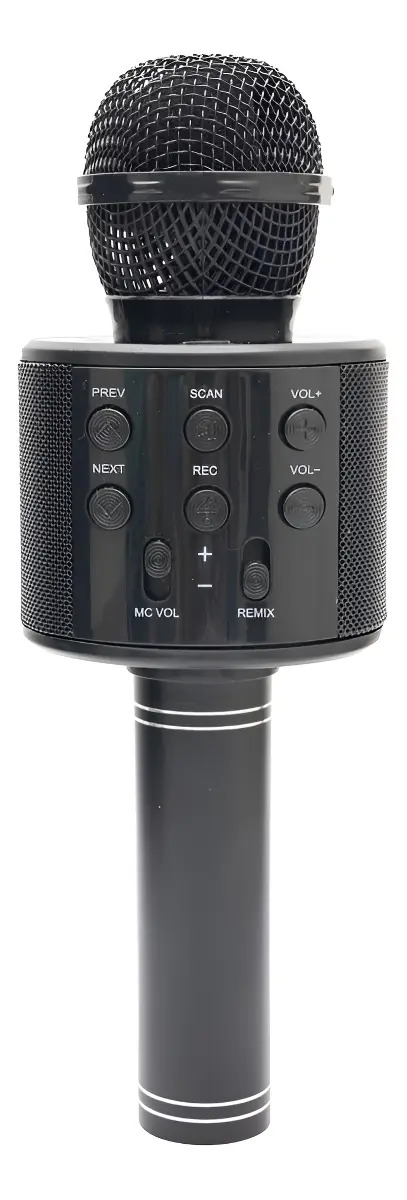 Microfone Bluetooth Karaokê Infantil WS-858 Preto sem Fio Vozes