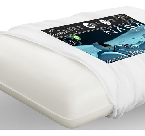 Kit 4 Travesseiro Nasa Viscoelástico Confortável Alto 13cm Cor Branco