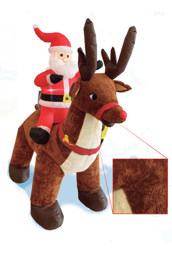 Inflable De Navidad Santa Sobre Reno 2.1m