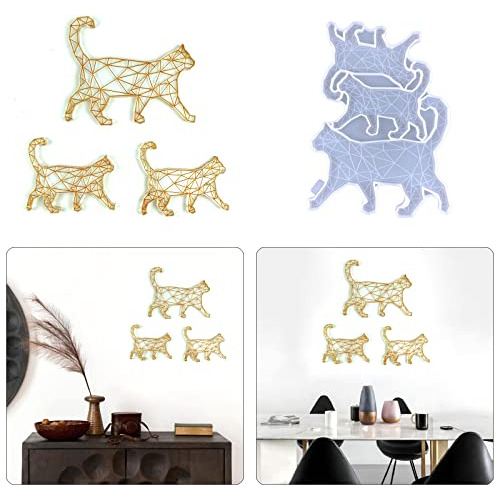 Playing Mold Molde De Resina Con Forma De Gato De 3 Cavidade