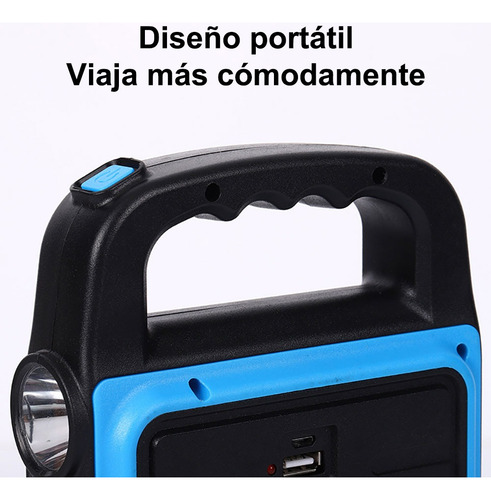 Linterna Camping Led Solar Super Brillante Recargable Azul