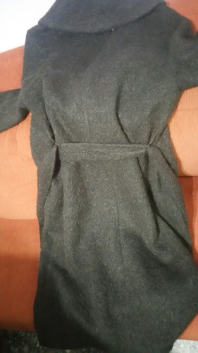 Tapado Oversize Paño Gris Con Cinturón