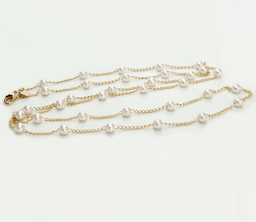Imagem 6 de 7 de Colar Longo Feminina Pérola Semi Jóia Banhado Ouro 18k