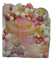 Comprar Globos Decoracion Bautizo Arco Globo Mi Bautizo Niño Y Niña Color Rosa Chicle Bautizo \u002F Rosa