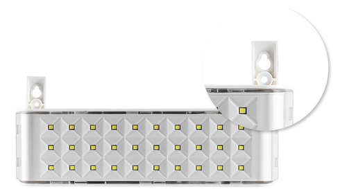 Luz De Emergencia Led 3w Luz Fría 30 Leds 192mm - 3 A 6hs De Uso, Batería Recargable