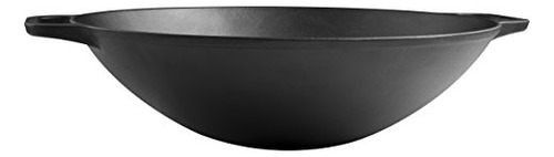Wok De Hierro Fundido Con Asas De Bucle 14 Pulgadas Black