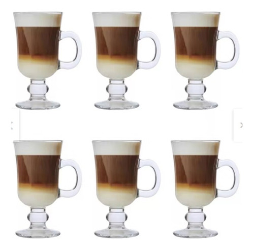 Set 6 Tazas Para Capuchino Café Té Vidrio Chica 125ml 