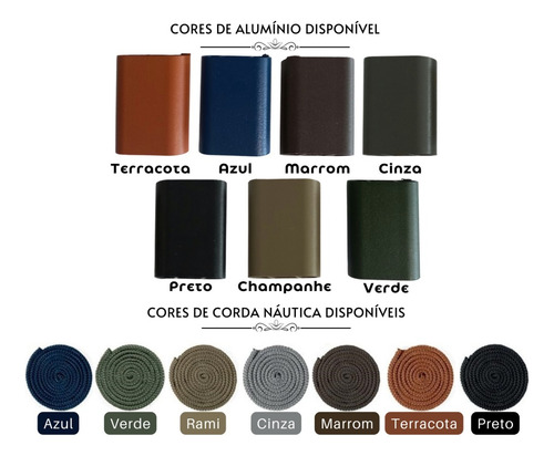 Conjunto Eloa Alumínio Corda Náutica Namoradeira 3 Lugares