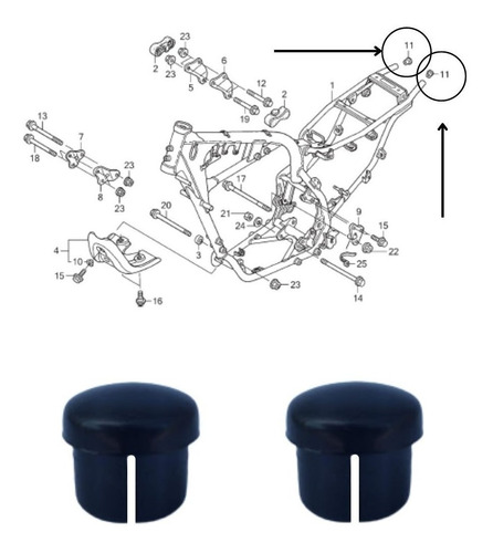 Kit Tampa Tubo Chassi Original Honda Crf230 Crf250f Crf 250f