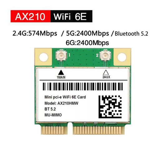 Tarjeta De Wifi 6e Ax210 Mini  Pci-e Bt 5.2 Ax210hmw
