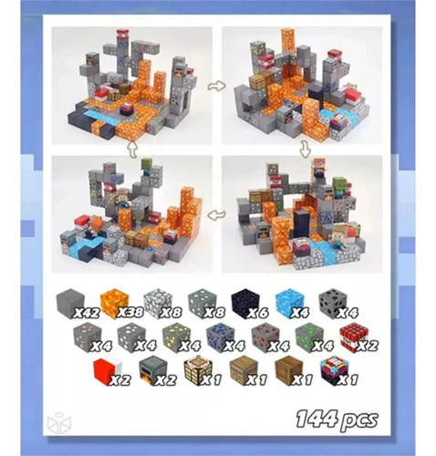 112pbloques De Construcciónmagnéticos Aleatorios D Minecraft