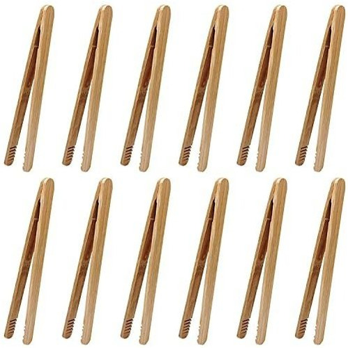 12 Pcs Bambú Tongs 7 Pulgadas Bambú Tostadas Para 5wxrt