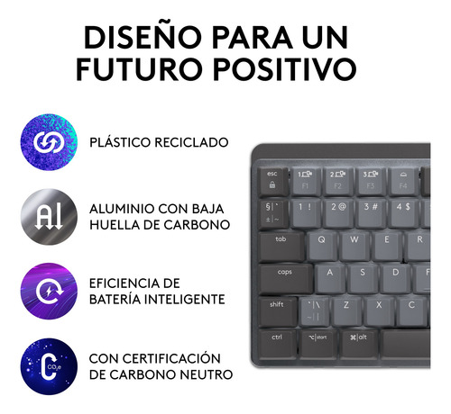 Mini Teclado Inalámbrico Logitech Mx Mechanical Iluminado