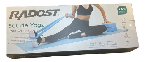 Set Yoga Entrnamiento Mat + Correa + Ladrillos Radost Celeste