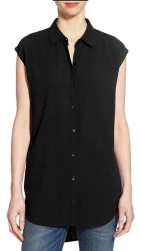 Blusa Camisera Bluson Largo Botones Eileen Fisher Mujer 