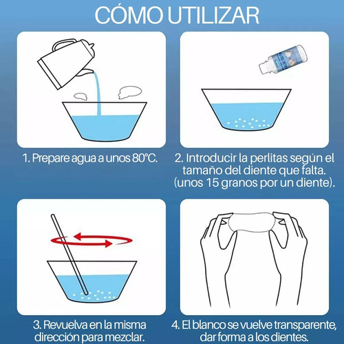 Perlas Reparación Dientes Postizos Dientes Gránulos 30ml