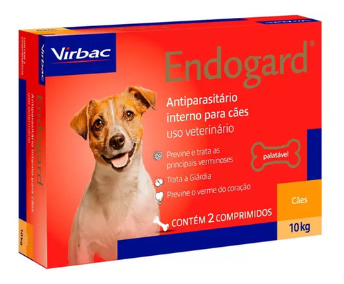 Vermífugo Para Cachorro Endogard Virbac 10 Kg C/ 2 Comp