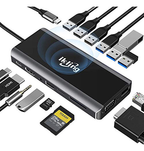 Hub Usb C De 15 En 1, Adaptador Usb C A Hdmi, Vga, Cargador