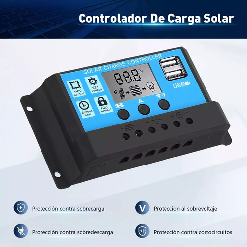 2 Paneles Solar 40w Con Controlador De Carga Kit Solar