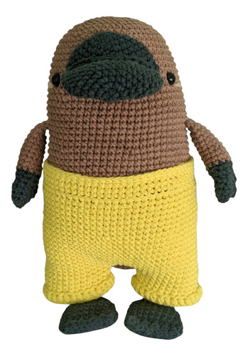 Muñeco De Apego Ornitorrinco Amigurumi Artesanal Crochet Marrón