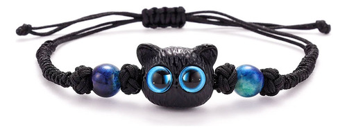 Manilla Tejida Gato Piedra Sodalita Gatuna Pulsera