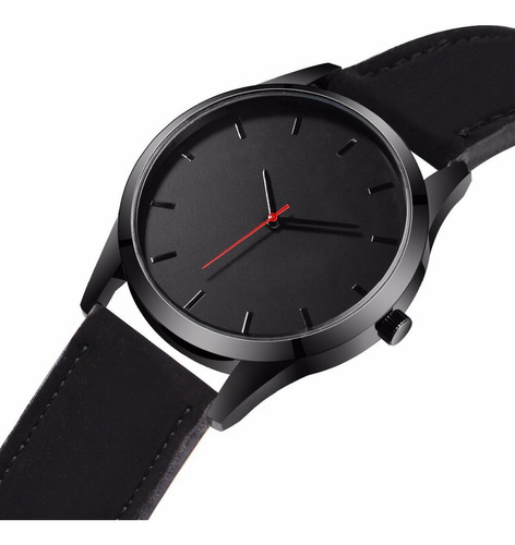 Reloj casual de cuarzo, pulsera social para hombre, color de la correa: negro, color del bisel: negro, color de fondo: negro