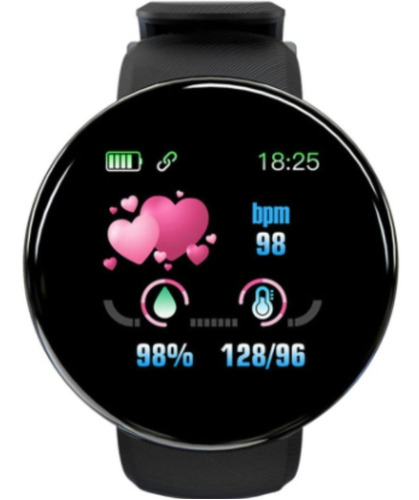 Imagen 2 de 5 de Smartwatch Reloj Inteligente Unisex Fitness Redondo D18