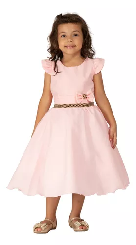 Vestido Infantil de Festa - Princesa Laço Rosa