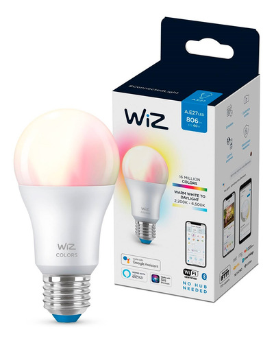 Imagen 2 de 2 de Ampolleta Led Inteligente Wiz Blanco & Colores 9w E27 Wifi
