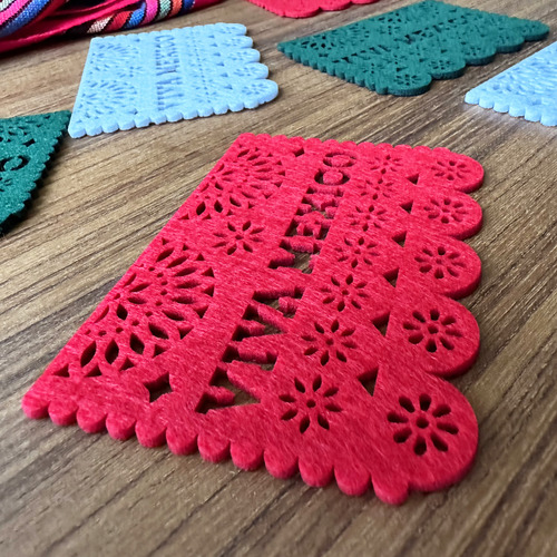 Set De 6 Portavasos Viva México Fieltro Papel Picado