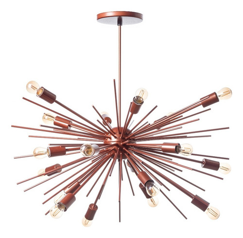 Lustre Pendente Sputnik Luxo P/ 18 Lampadas Sala Mesa Jantar Cor Cobre 110v/220v