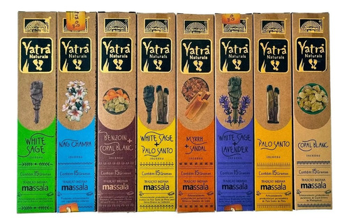 Incenso Massala Naturals Yatra Kit 8 Caixas Todos Os Aromas
