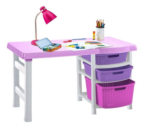 Escritorio Infantil Rimax Tricolor Niña Color Rosa