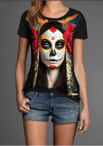 Blusa Fem. 5%off Legal Skull Caveira Mexicana Mulher Premium