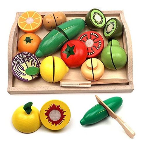 Juego De Verduras De Frutas De Madera Para Niños