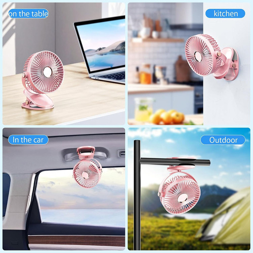 Ventilador De Mesa Clip-on Com Luz E Display Digital