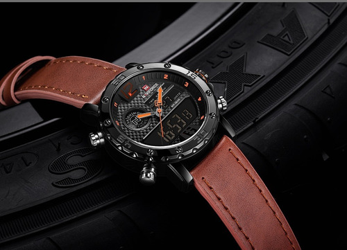 Relógio Masculino Militar Esportivo Naviforce Pulseira Couro