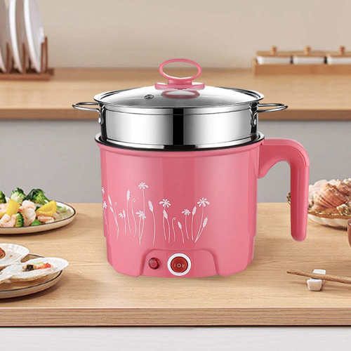 Mini Olla Caliente Eléctrica Para Fideos, Con Vaporera Rosa