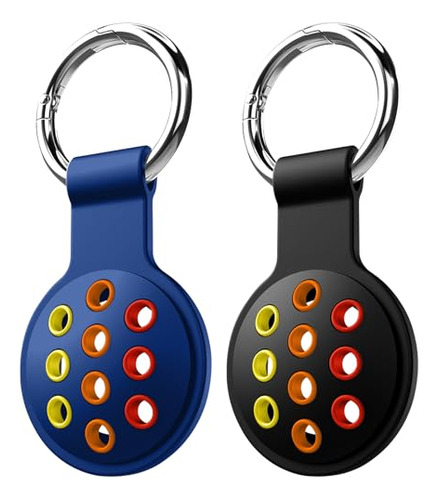 2 Pack Airtag Holder Con Keychain, Soft Silicone Case Compat