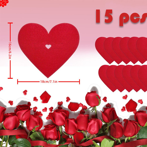 15 Piezas De Cubiertos De Corazón De San Valentín Rojo En Fo