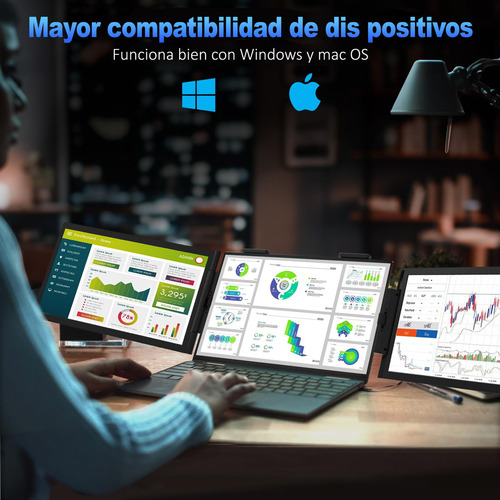 2 Pantallas Para Laptop Portátil Doble Monitor 1080p 14''