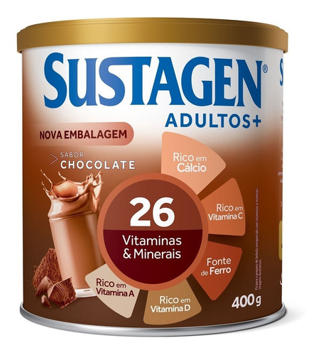 Complemento Alimentar Adultos+ Chocolate Lata 400g Sustagen